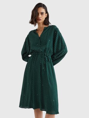 Paisley Crepe Midi Shirt Dress GREEN Tommy Hilfiger