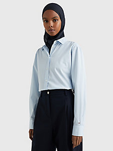 blue relaxed fit poplin shirt for women tommy hilfiger