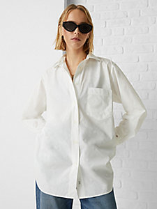 white th monogram oversized shirt for women tommy hilfiger