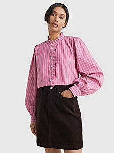 pink pinstripe relaxed fit blouse for women tommy hilfiger