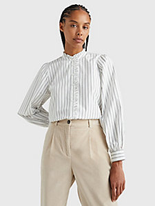 Tommy Hilfiger Geruite blouse sleutelbloem-wolwit volledige print Mode Blouses Geruite blouses 