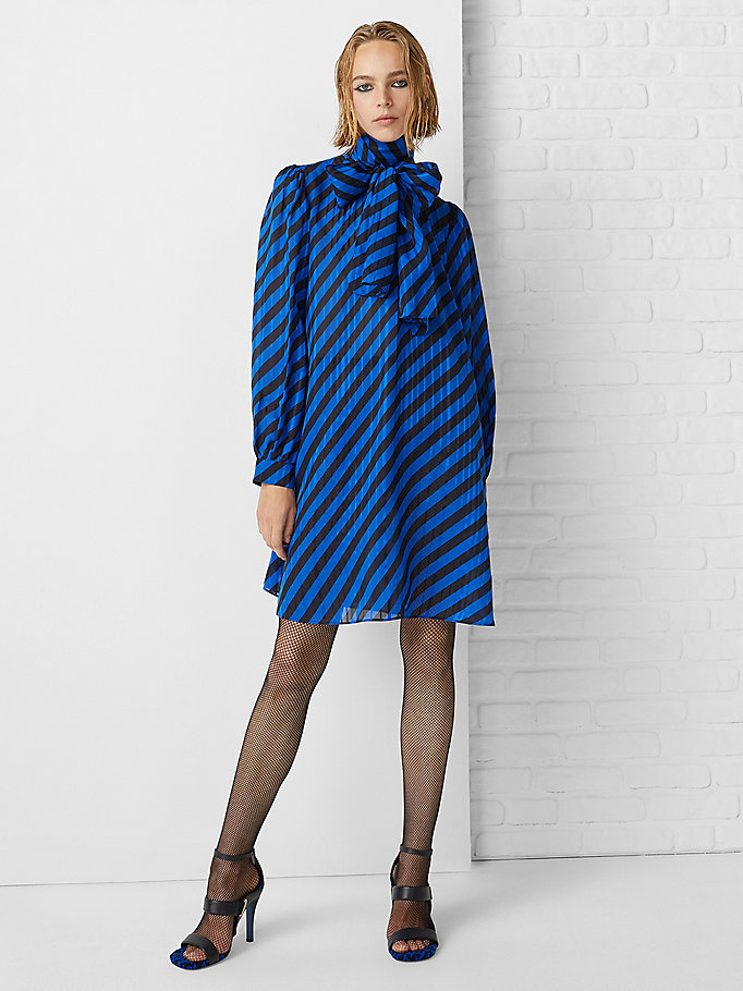 blauw exclusive relaxed fit mini-jurk met strepen voor dames - tommy hilfiger