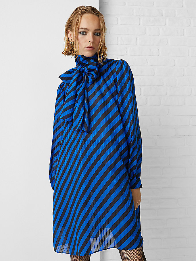 blauw exclusive relaxed fit mini-jurk met strepen voor dames - tommy hilfiger
