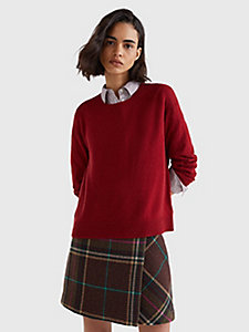 red relaxed fit wool jumper for women tommy hilfiger