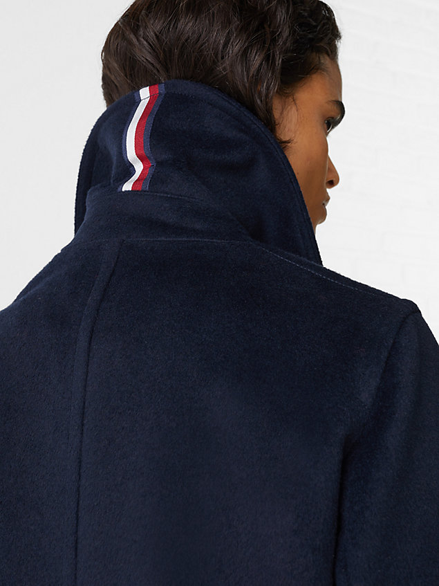 blue th monogram double breasted peacoat for women tommy hilfiger