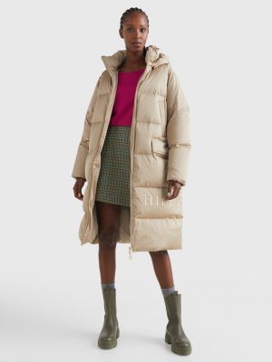 long cream puffa coat