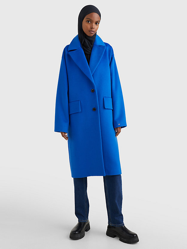 KETTLE BLUE Relaxed Fit Single Breasted Coat for women TOMMY HILFIGER