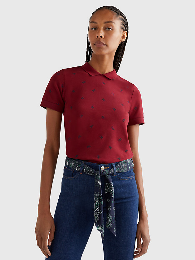 ROUGE Monogram Print Crew Neck Polo for women TOMMY HILFIGER