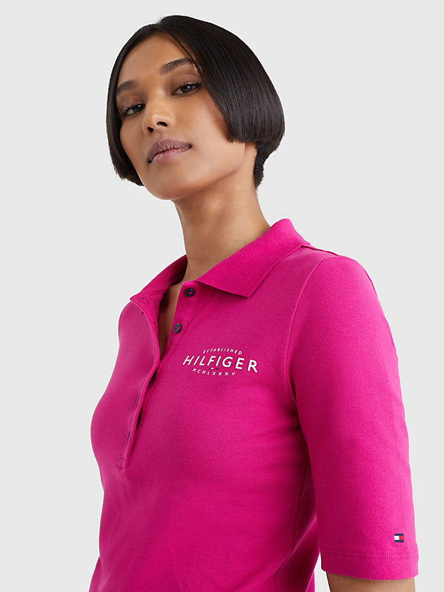 ECCENTRIC MAGENTA Slim Fit Half Sleeve Polo for women TOMMY HILFIGER