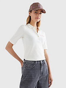 white slim fit half sleeve polo for women tommy hilfiger