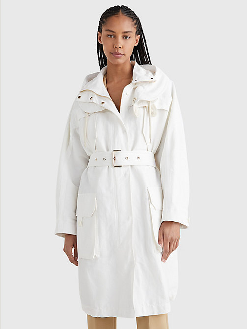 white crest relaxed fit sailing parka for women tommy hilfiger