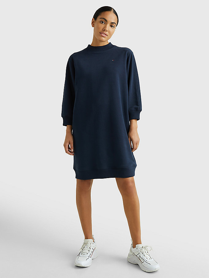 blue heathered mock turtleneck jumper dress for women tommy hilfiger