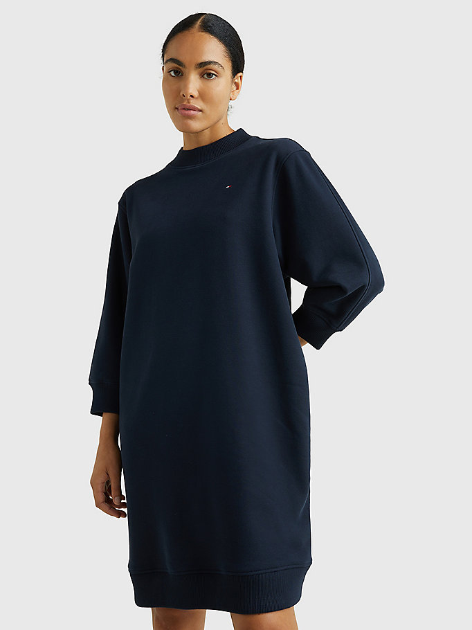 blue heathered mock turtleneck jumper dress for women tommy hilfiger