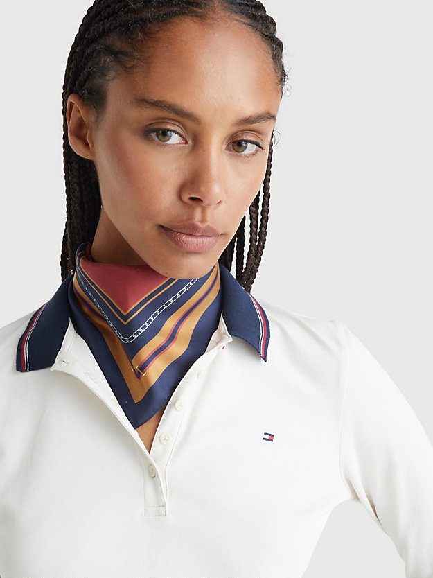 WHITE DOVE Signature Collar Long Sleeve Polo for women TOMMY HILFIGER