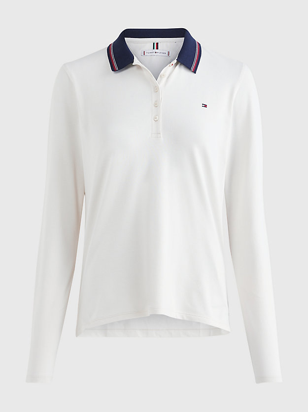 WHITE DOVE Signature Collar Long Sleeve Polo for women TOMMY HILFIGER