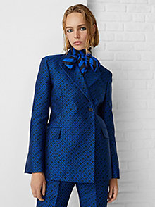 blauw exclusive th monogram getailleerde blazer voor women - tommy hilfiger