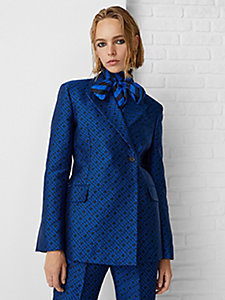 blau exclusive th monogram taillierter blazer für damen - tommy hilfiger