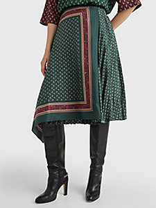 green crest silk midi wrap skirt for women tommy hilfiger