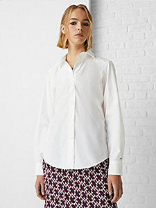 wit th monogram regular fit overhemd voor dames - tommy hilfiger