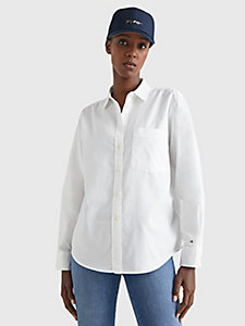 white appliqué collar oversized fit shirt for women tommy hilfiger