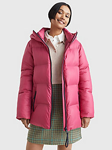 purple relaxed fit padded coat for women tommy hilfiger