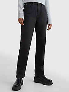 denim classics straight schwarze jeans mit hohem bund für damen - tommy hilfiger