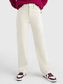 wit th monogram high rise relaxed straight jeans voor dames - tommy hilfiger