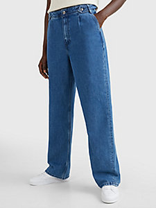 denim high rise relaxed straight indigo jeans for women tommy hilfiger