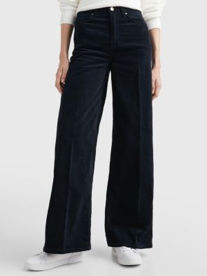 High-Rise Wide Leg Corduroy Trousers | BLUE | Tommy Hilfiger