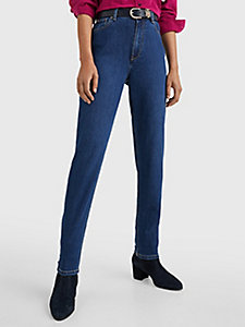 Pantaloni jeansTommy Hilfiger in Denim di colore Nero Donna Abbigliamento da Jeans da Jeans dritti 