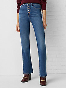 denim th monogram bootcut jeans zum knöpfen mit hohem bund für damen - tommy hilfiger