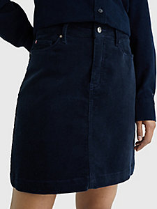blue corduroy high waist mini skirt for women tommy hilfiger