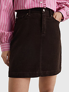 minifalda de pana con cintura alta marrón de mujer tommy hilfiger