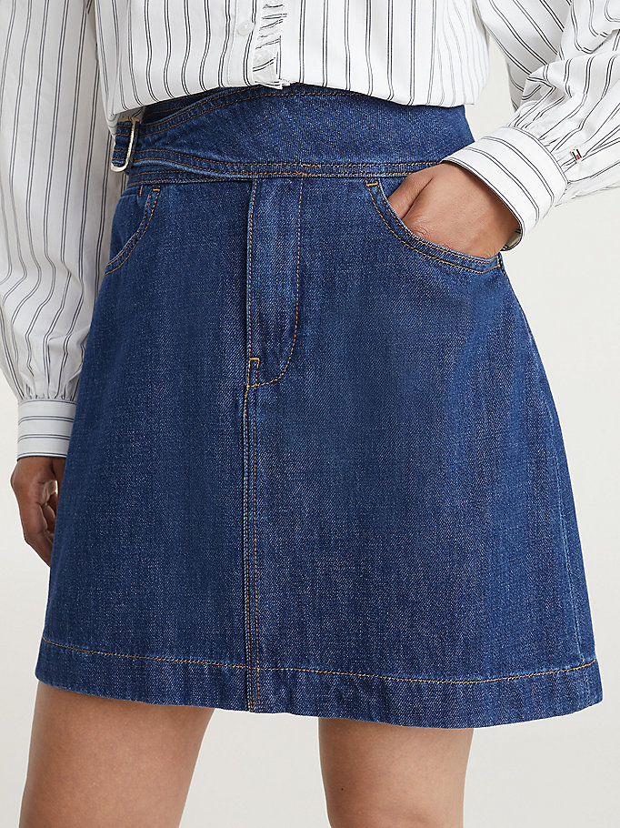Belted Denim Mini Skirt | DENIM | Tommy Hilfiger