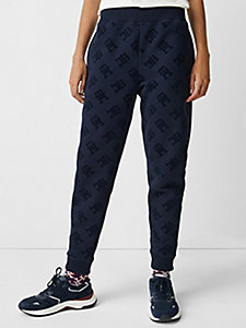 blue th monogram joggers for women tommy hilfiger