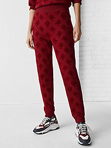 red th monogram joggers for women tommy hilfiger
