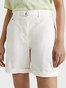 white d-ring belted chino shorts for women tommy hilfiger