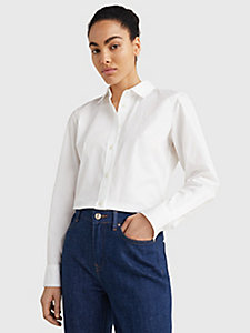 white organic cotton regular fit shirt for women tommy hilfiger