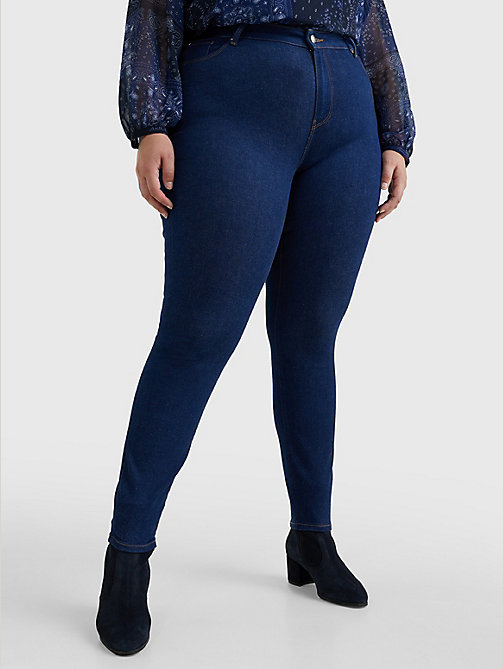 denim curve harlem super skinny jeans mit hohem bund für damen - tommy hilfiger