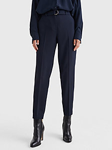 blue michelle tapered ankle grazer trousers for women tommy hilfiger