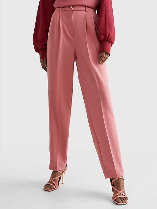 розовый зауженные брюки tommy icons с лампасами для женщины - tommy hilfiger