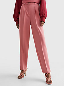 pink tommy icons tapered fit tape trousers for women tommy hilfiger