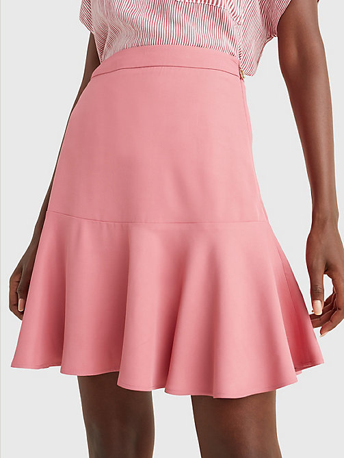 roze exclusive knielange rok voor dames - tommy hilfiger