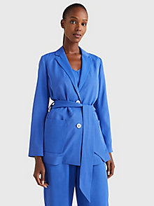 blauw exclusive blazer met riem voor women - tommy hilfiger