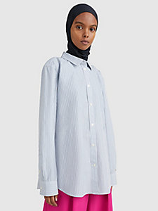 blue pinstripe organic cotton shirt for women tommy hilfiger