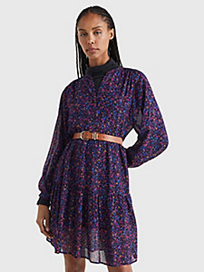 blue floral relaxed fit shirt dress for women tommy hilfiger