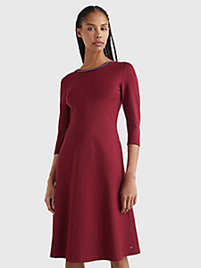 red fit and flare midi dress for women tommy hilfiger