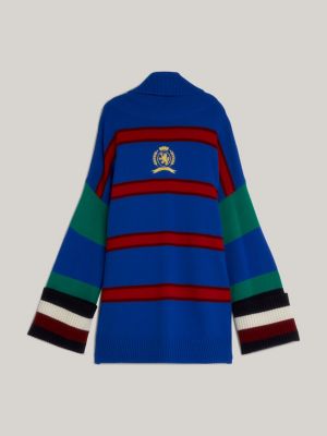 KETTLE BLUE Crest Stripe Oversized Wool Jumper for women TOMMY HILFIGER