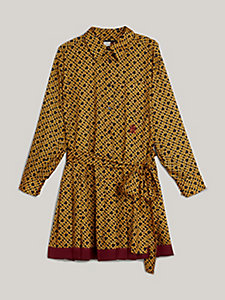 желтый расклешенное мини-платье с принтом thc для женщины - tommy hilfiger