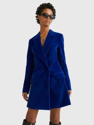 Tailored Velvet Fitted Mini Dress BLUE Tommy Hilfiger